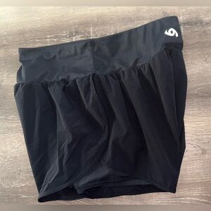 Cadmus, Black Athletic Gym Shorts with Biker Shorts Attached, Size Large